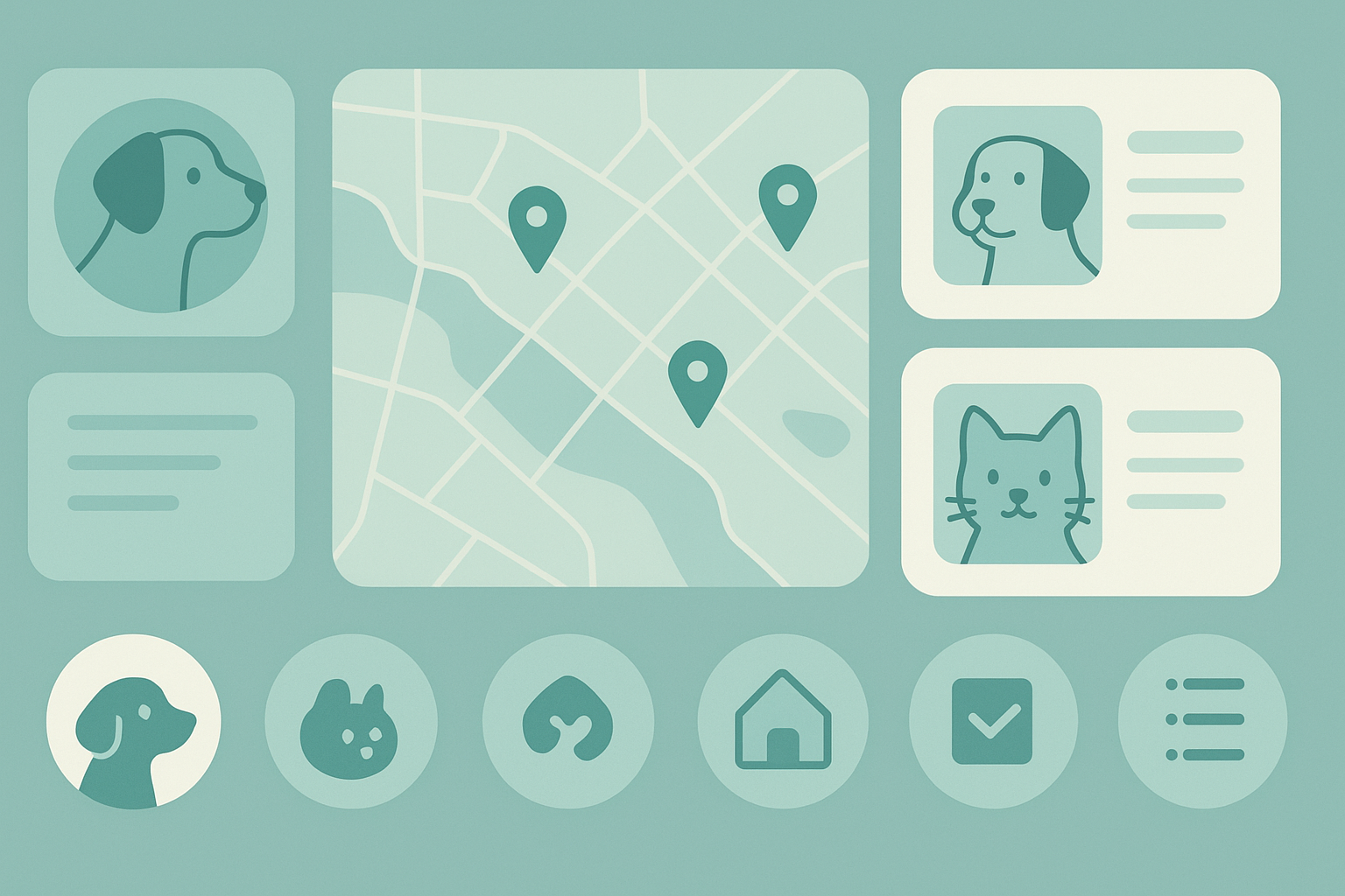 Dashboard for shelter management with map and adoption cards