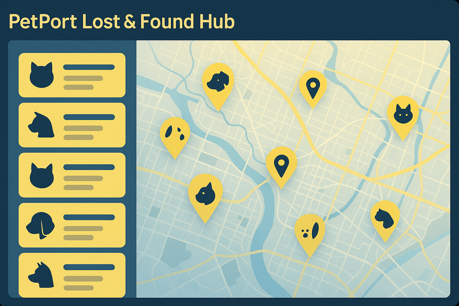 Pet lost and found map interface