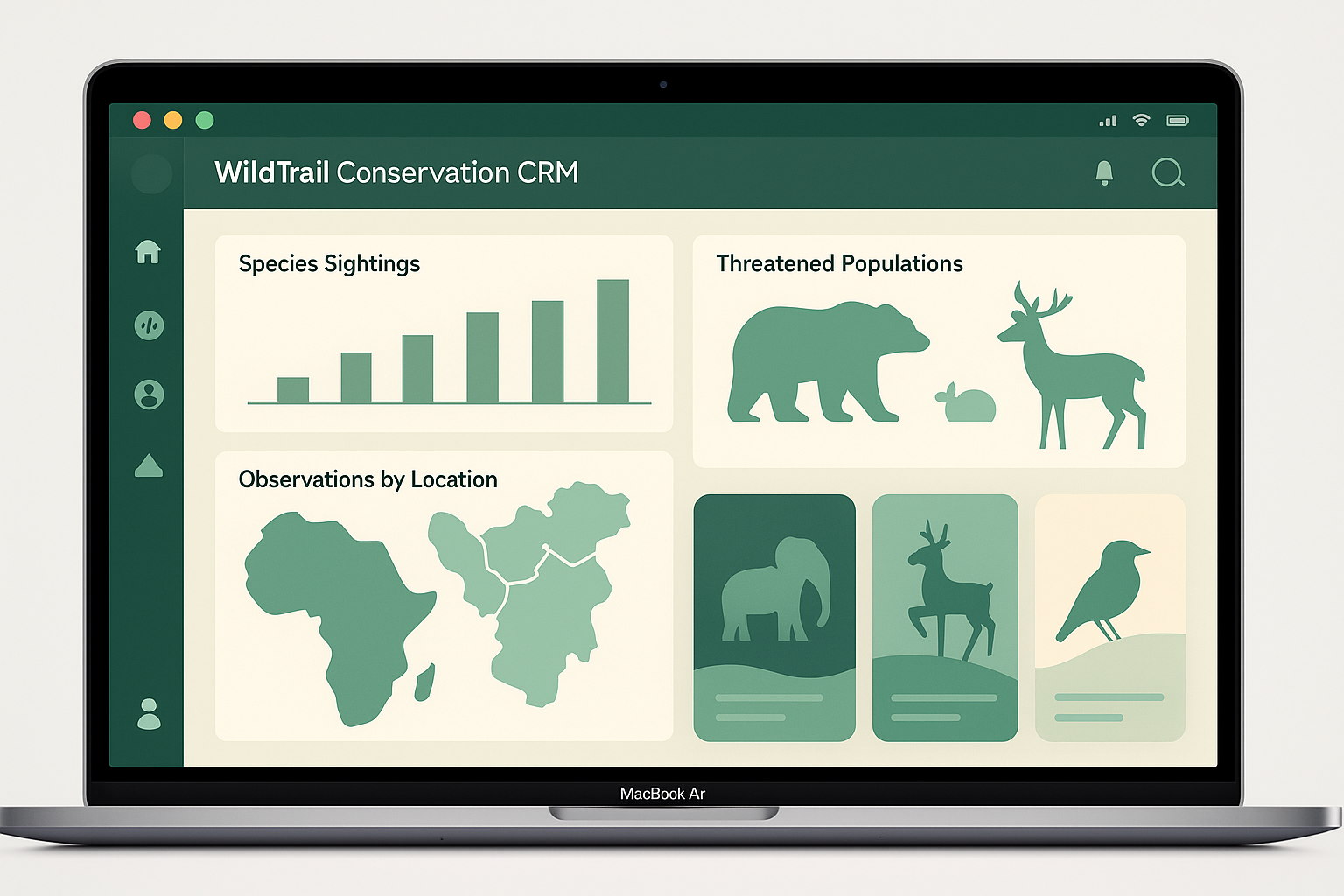 Wildlife conservation dashboard with species tracking